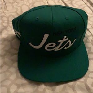 New york jets adjustable leather strapback hat